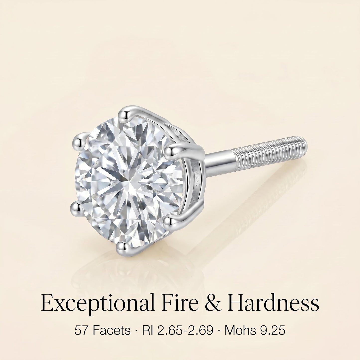SelfSublime White Moissanite Stud Earrings - SelfSublime