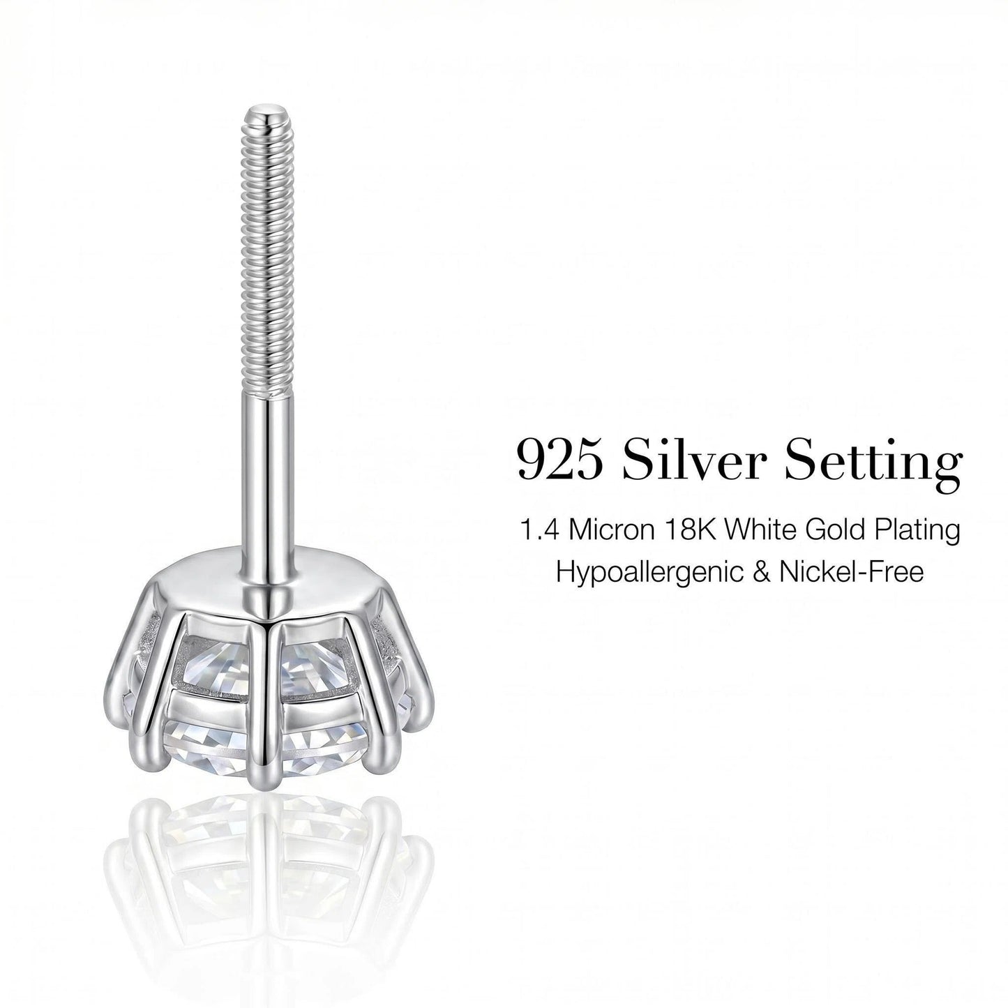SelfSublime White Moissanite Stud Earrings - SelfSublime