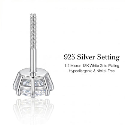 SelfSublime White Moissanite Stud Earrings - SelfSublime